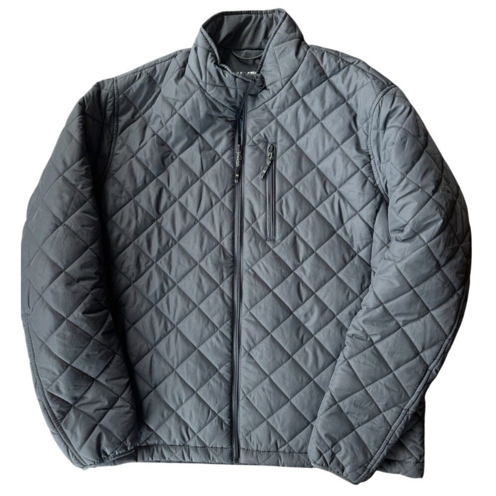 Hawke & Co Quilted Jacket Mens Large Gray Sport Diamond Puffer Full Zip Exc